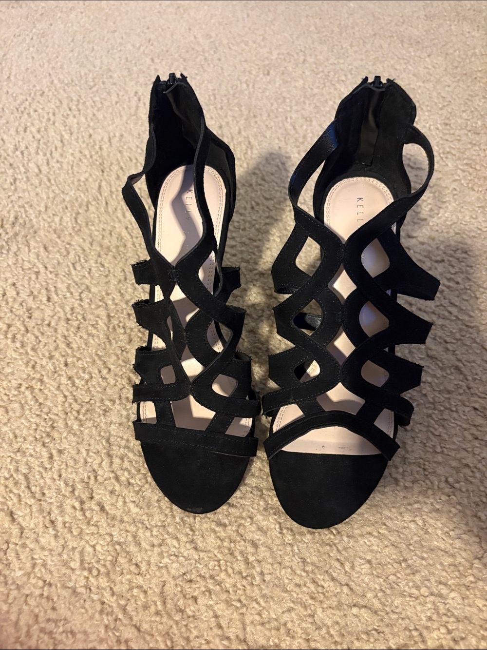 Kelly & Katie Black Cutout Strappy Heels